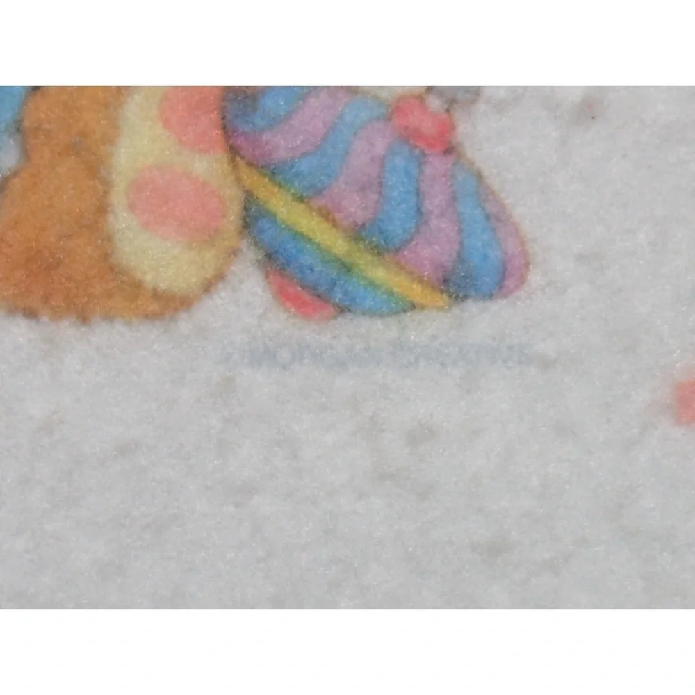 Morgan Riegel Teddy Beddy Bear Baby Blanket White Nylon Trim